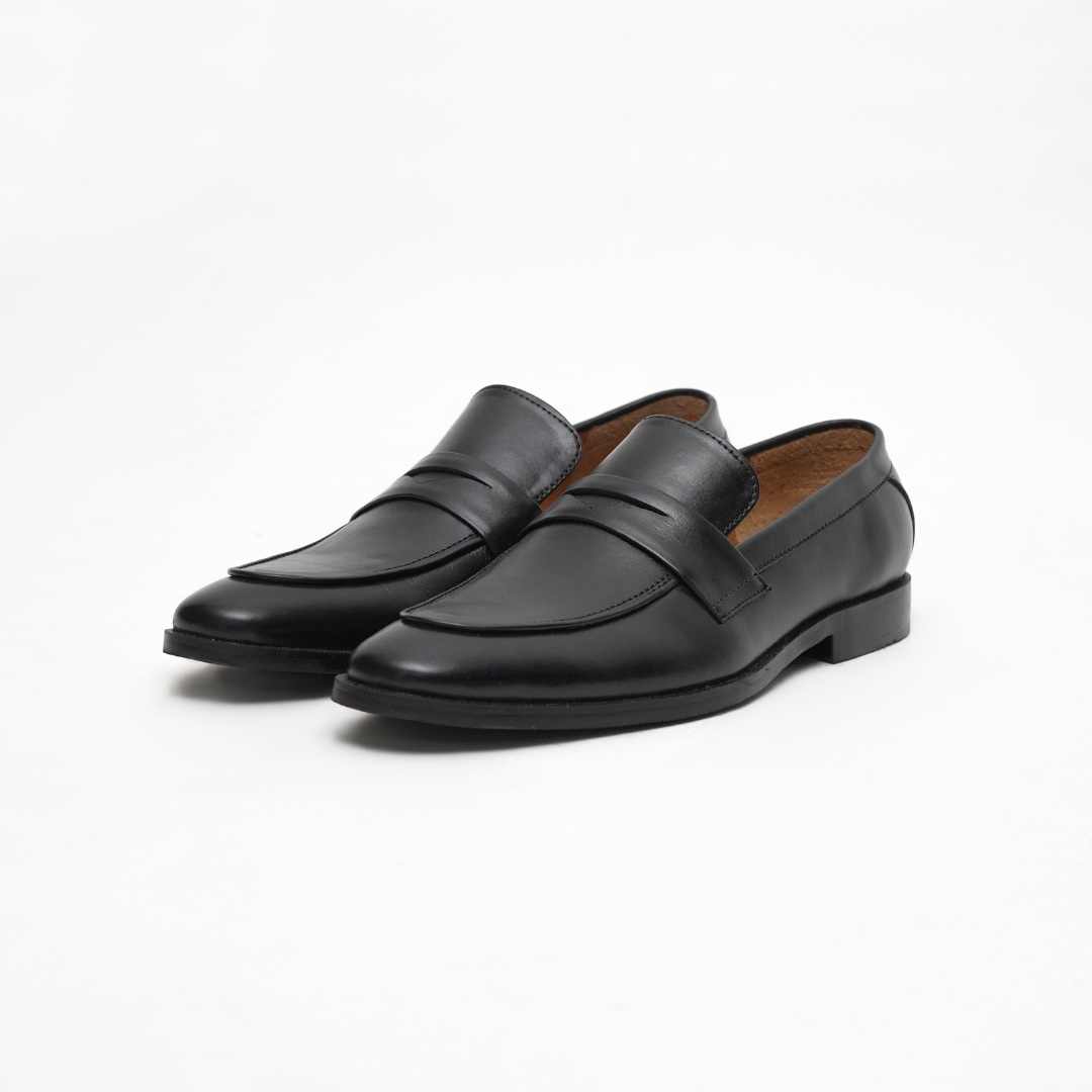 CLASSIC BLACK CALF LEATHER PENNY LOAFERS