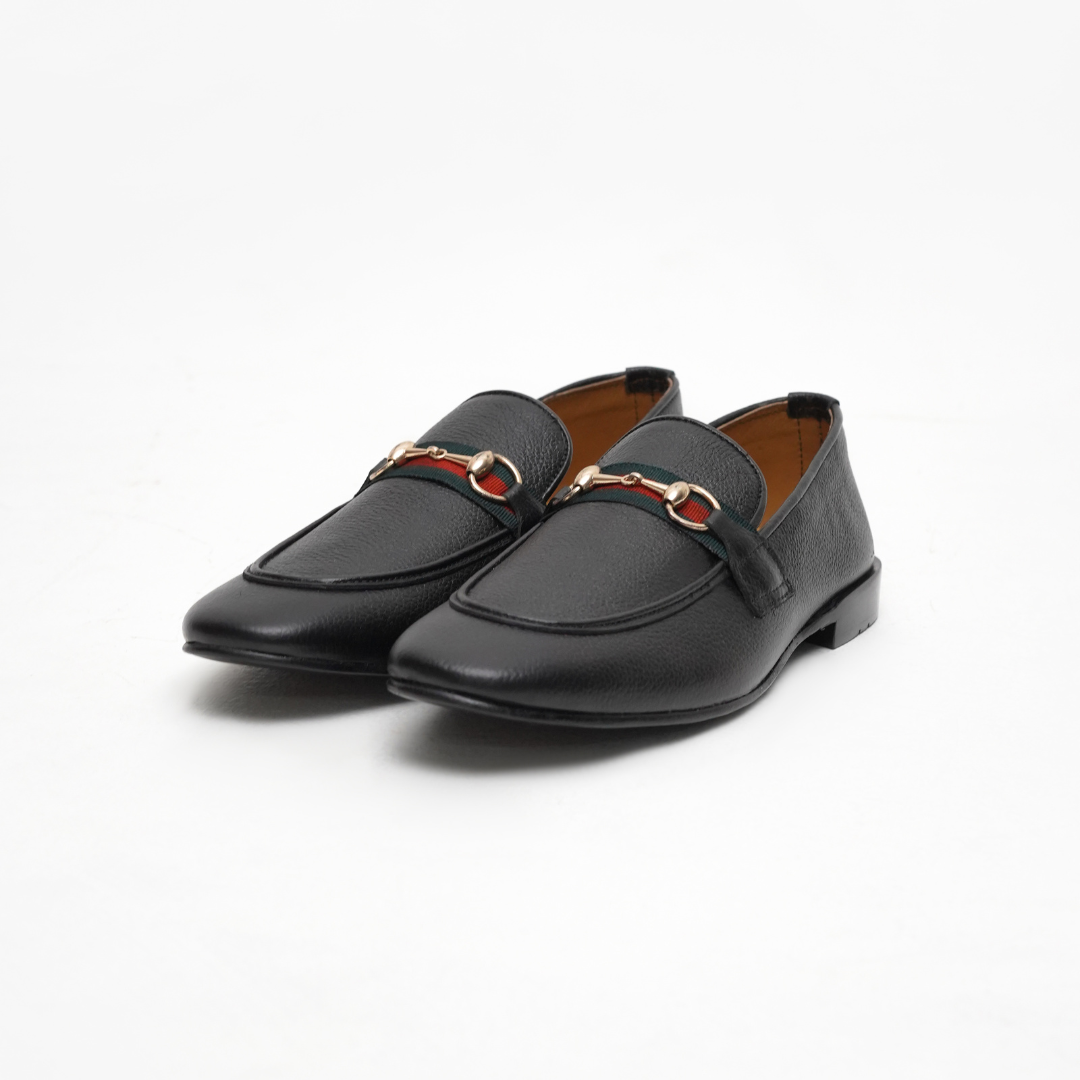 RICH BLACK CALF LEATHER HORSEBIT LOAFER (ROYAL STRAP)