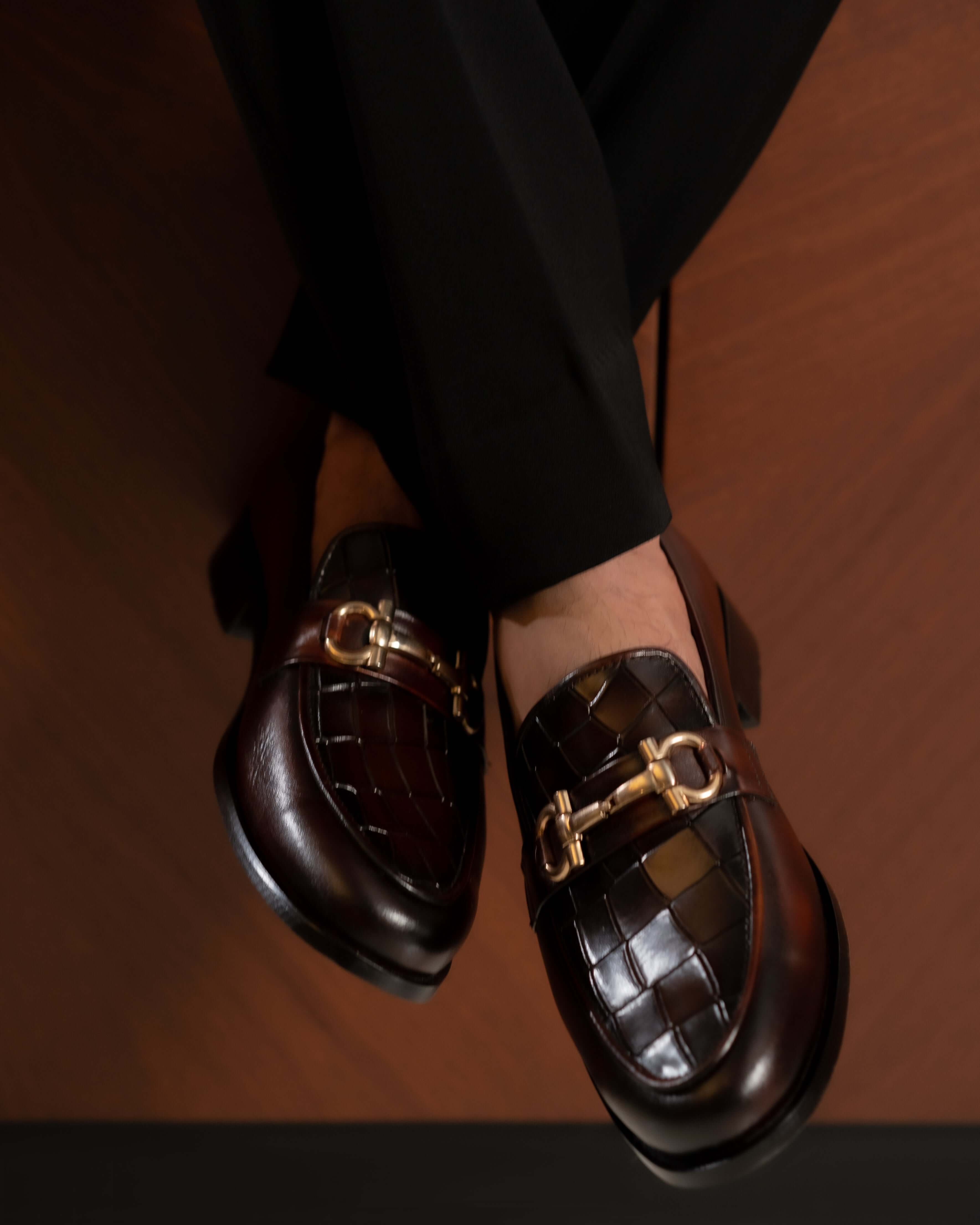 DARK BROWN CALF LEATHER HORSEBIT LOAFERS