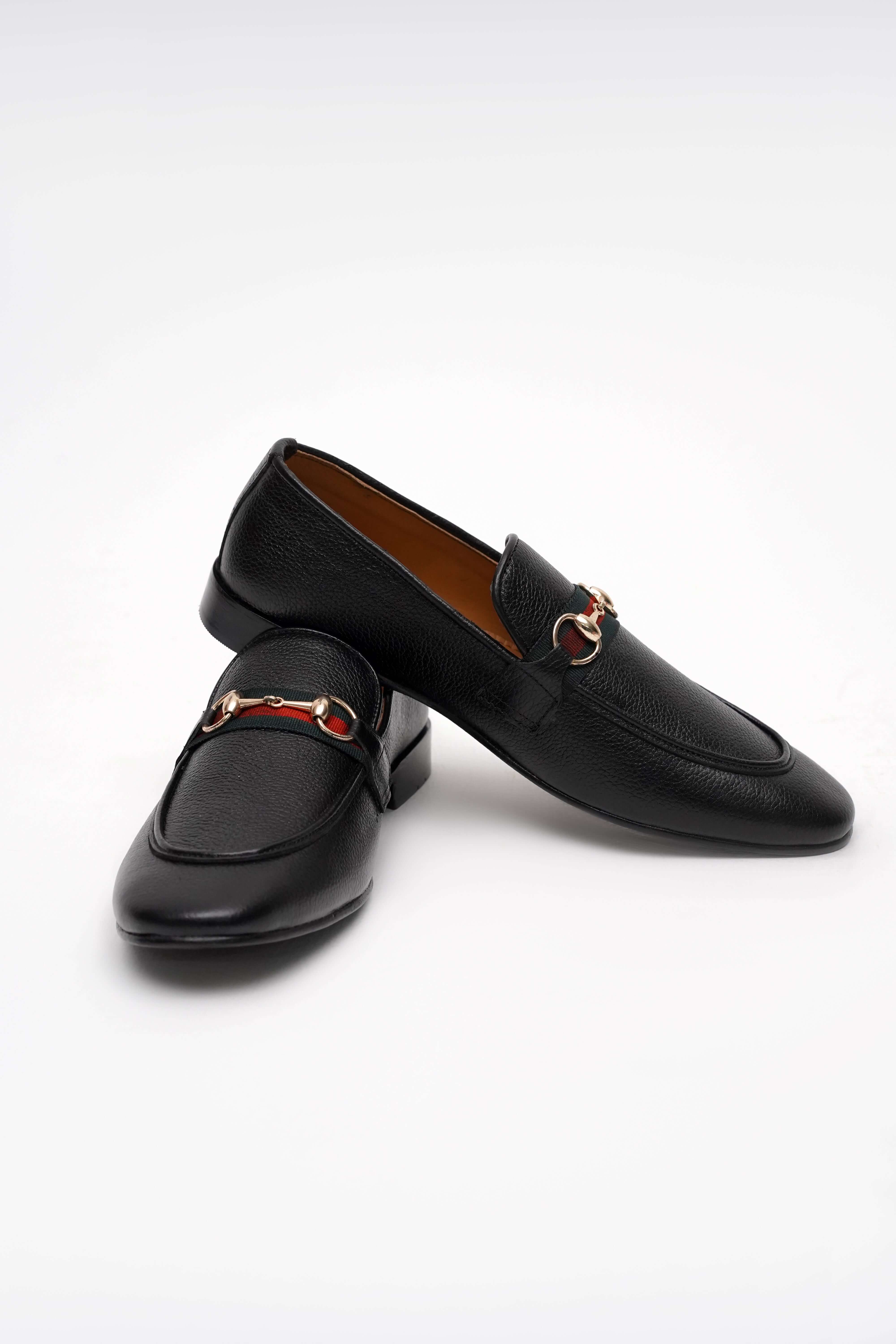 RICH BLACK CALF LEATHER HORSEBIT LOAFER (ROYAL STRAP)