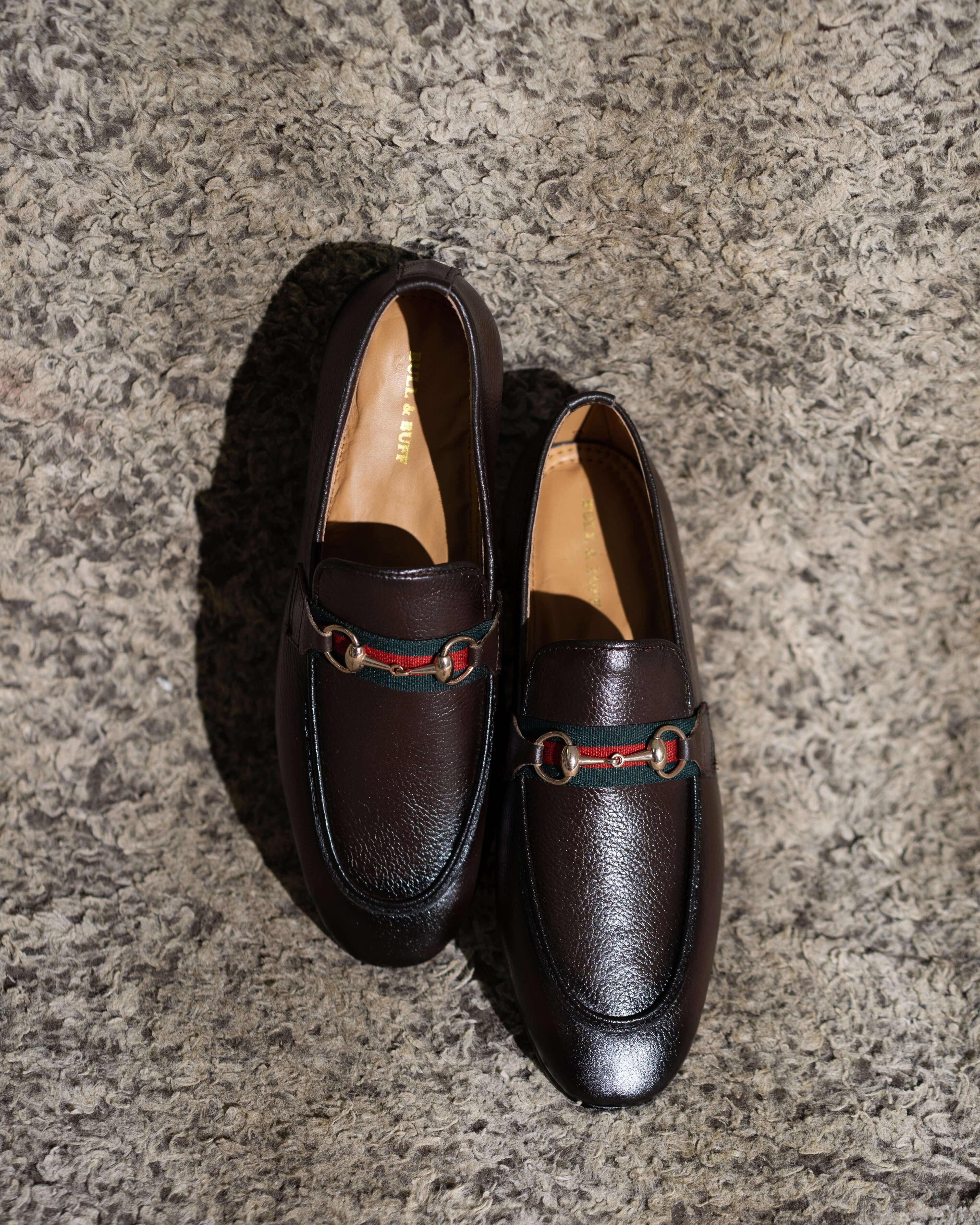 RICH BLACK CALF LEATHER HORSEBIT LOAFER (ROYAL STRAP)