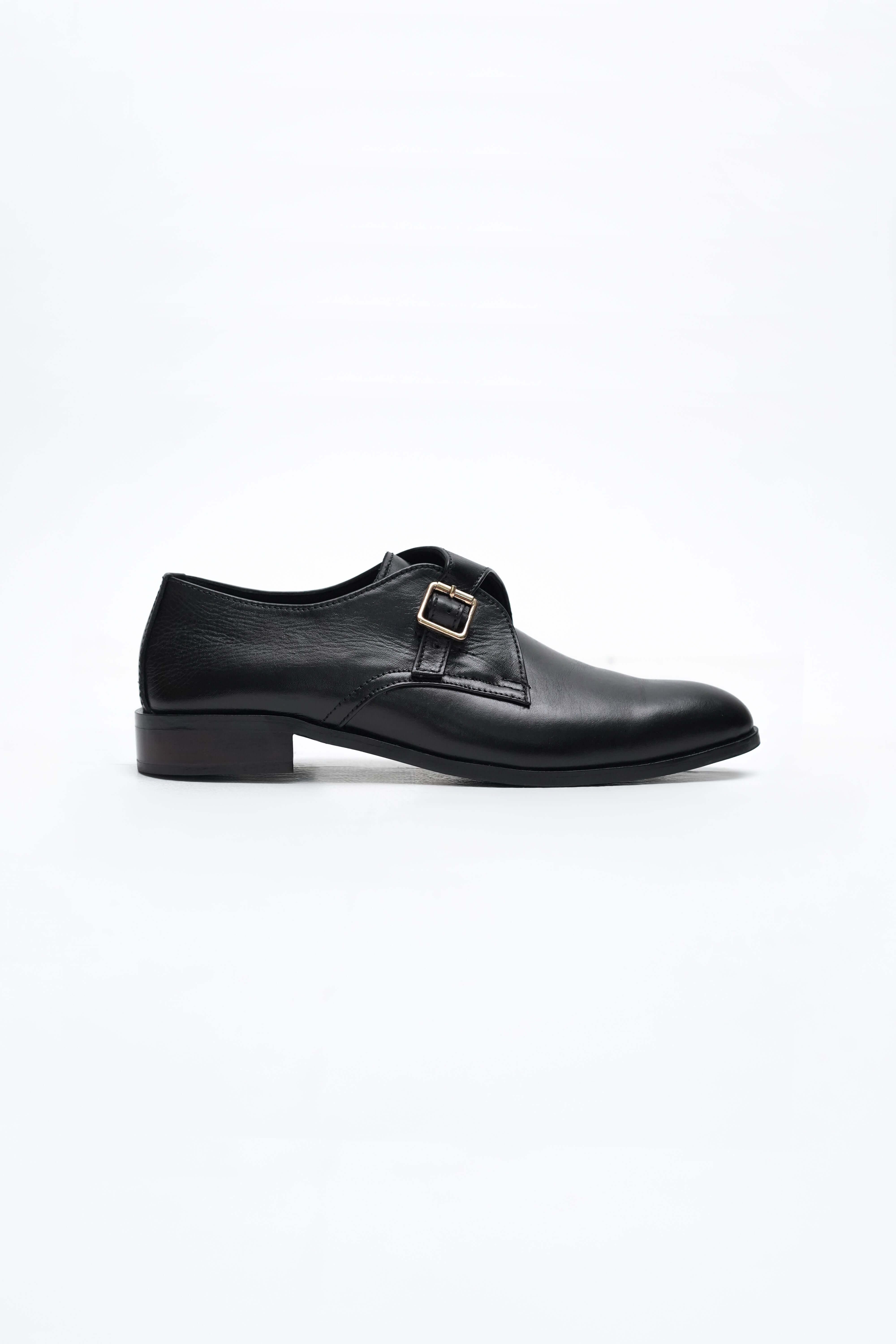 TRUE BLACK CALF LEATHER MONK STRAP SHOE