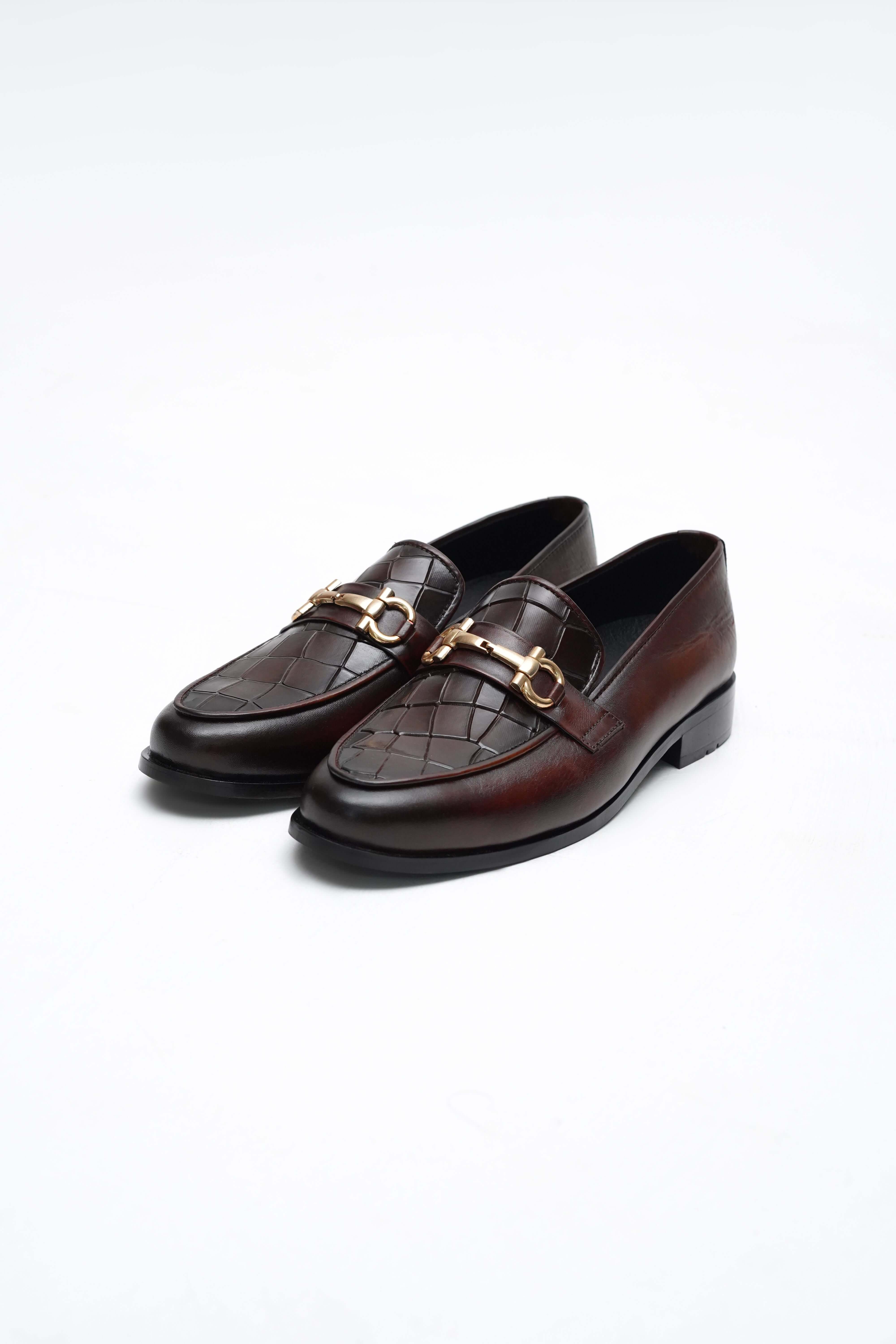 DARK BROWN CALF LEATHER HORSEBIT LOAFERS