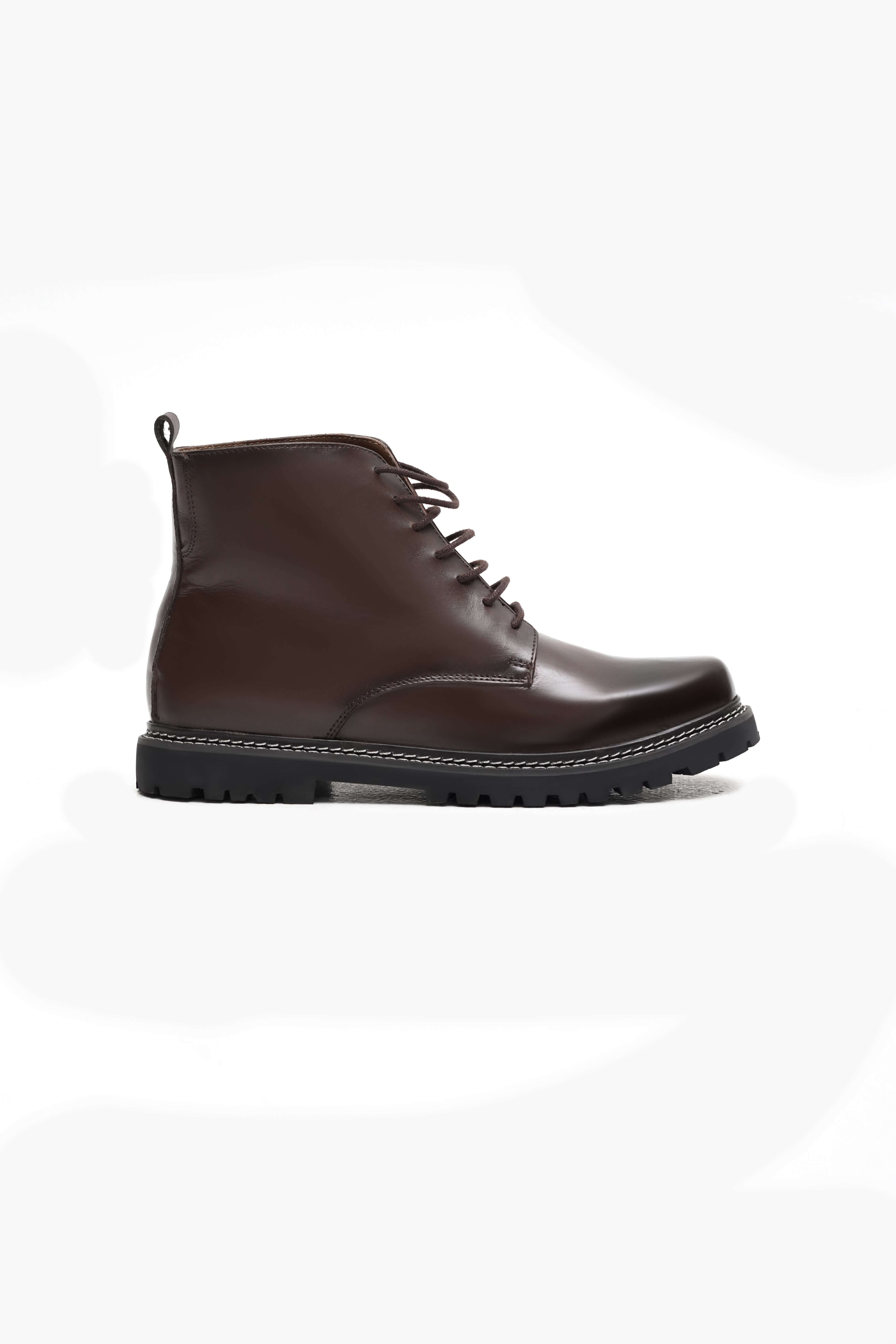 BROWN CALF LEATHER ANKLE BOOTS