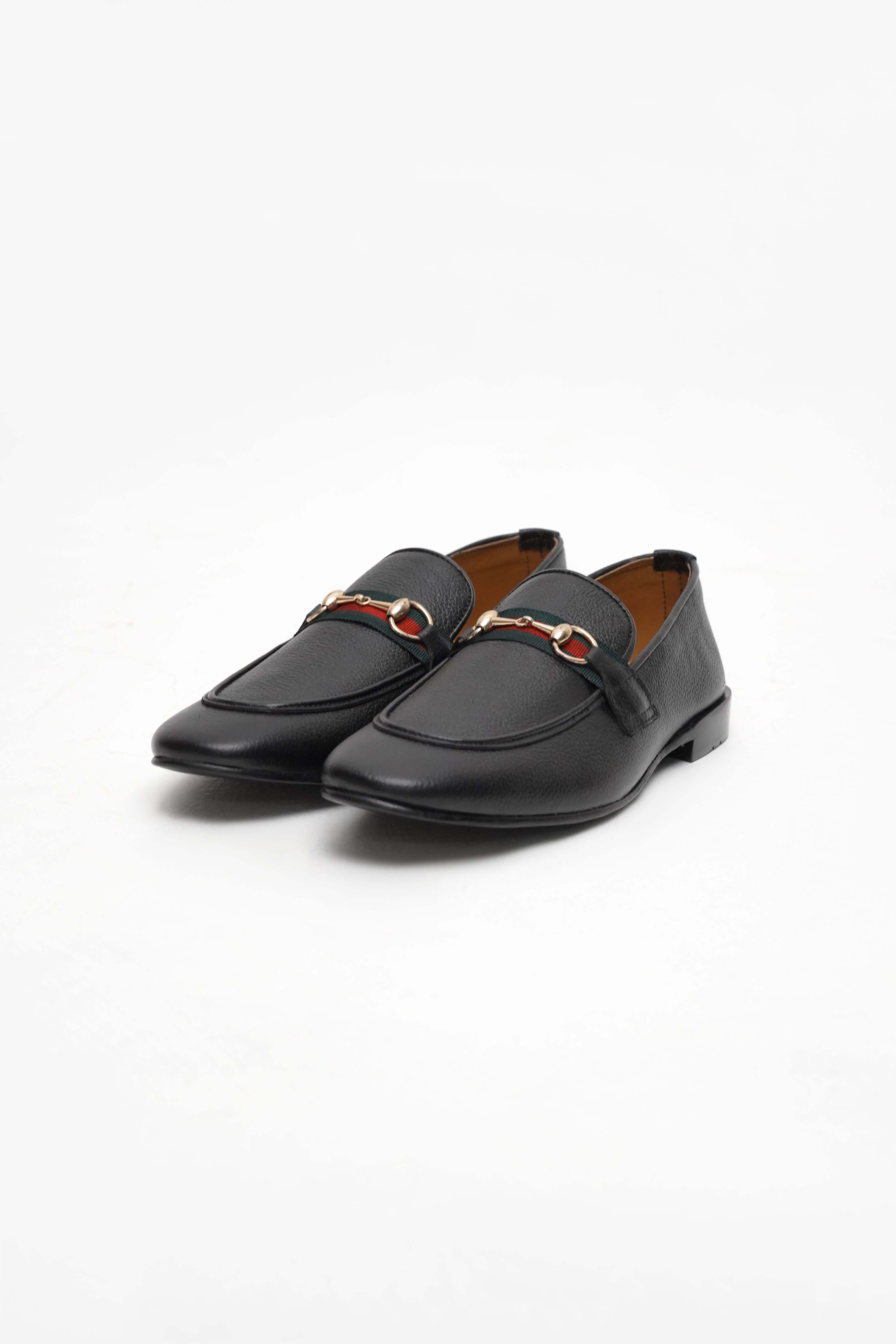 RICH BLACK CALF LEATHER HORSEBIT LOAFER (ROYAL STRAP)