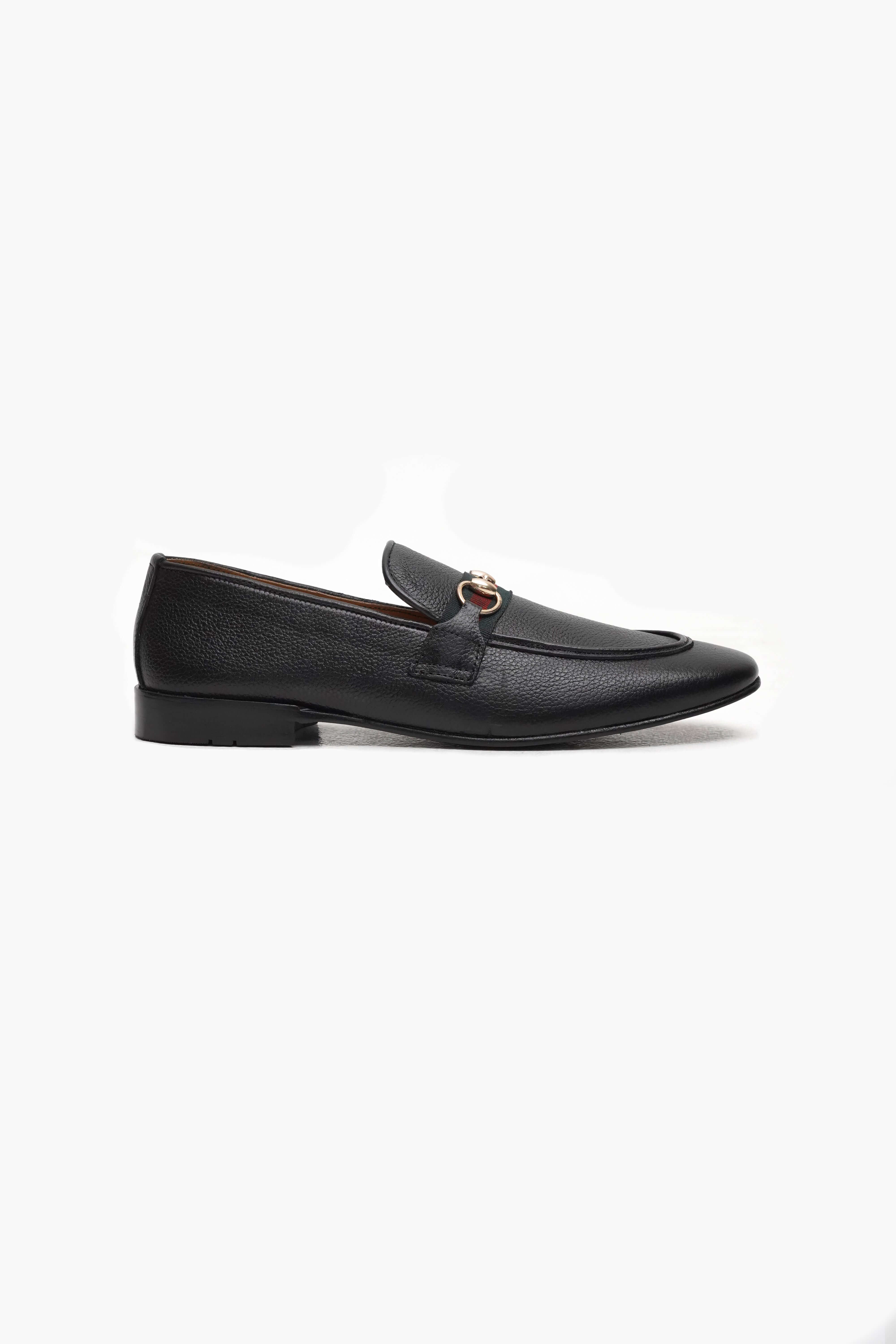 RICH BLACK CALF LEATHER HORSEBIT LOAFER (ROYAL STRAP)