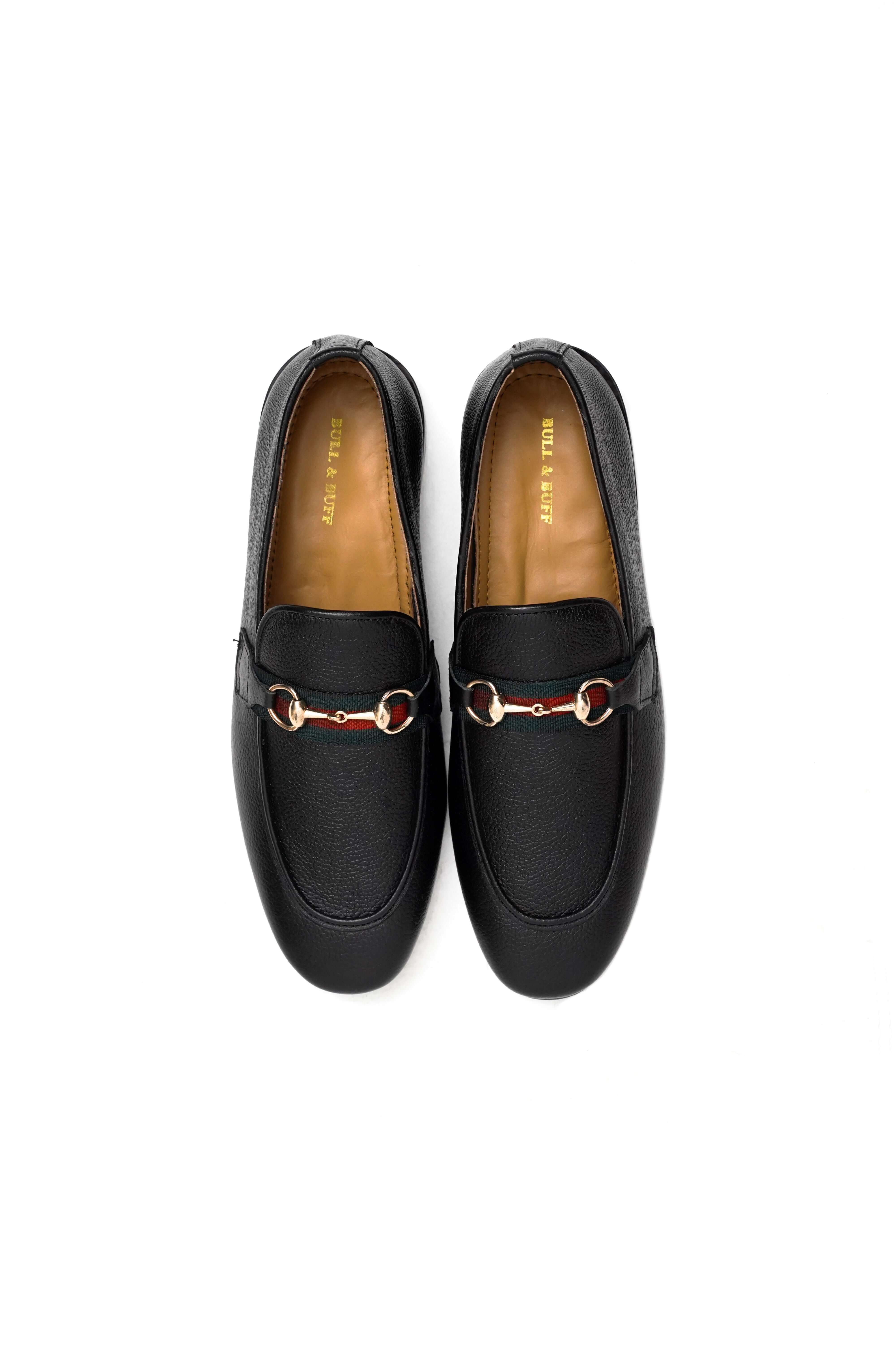 RICH BLACK CALF LEATHER HORSEBIT LOAFER (ROYAL STRAP)