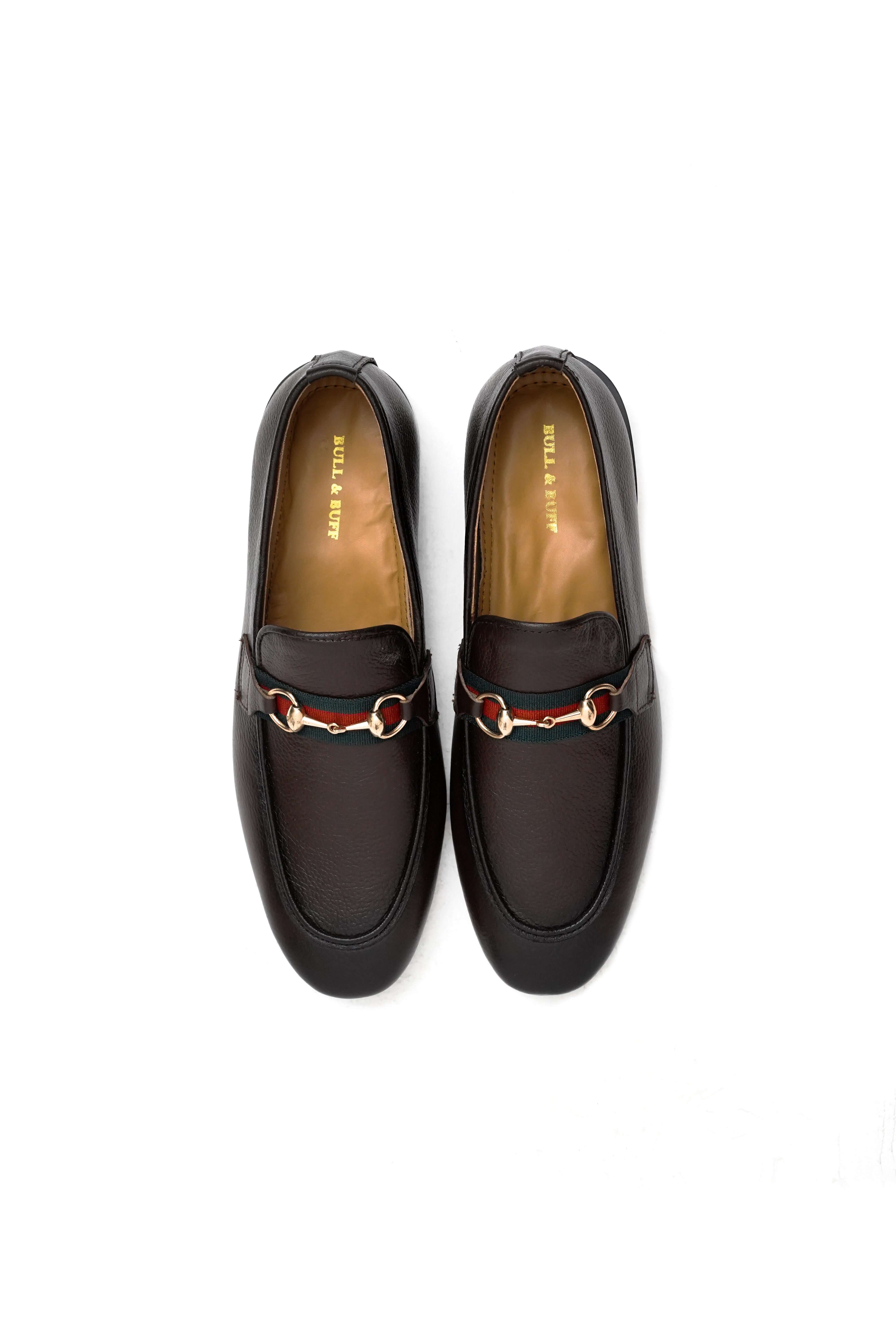 RICH BROWN CALF LEATHER HORSEBIT LOAFER (ROYAL STRAP)