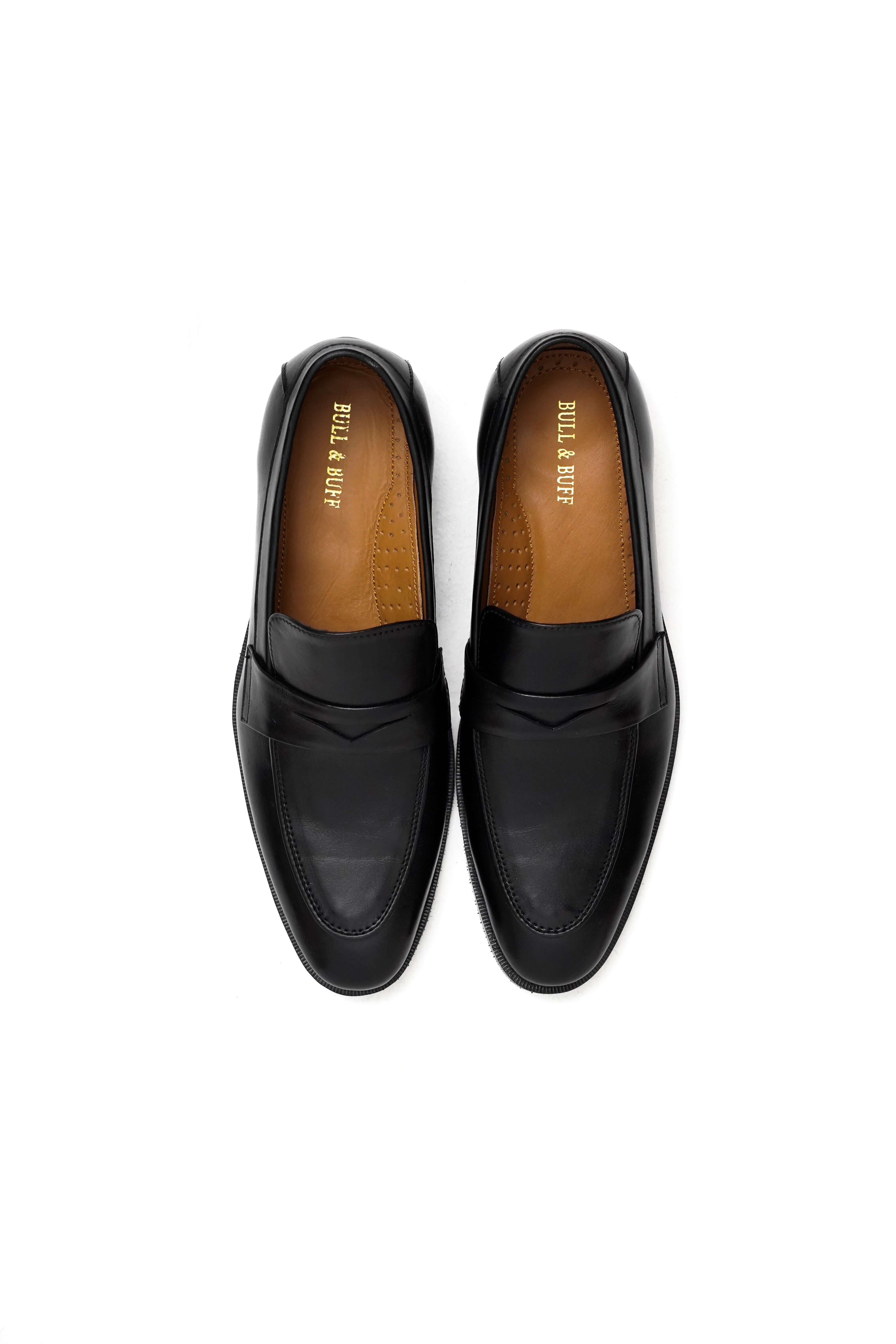 CLASSIC BLACK CALF LEATHER PENNY LOAFERS