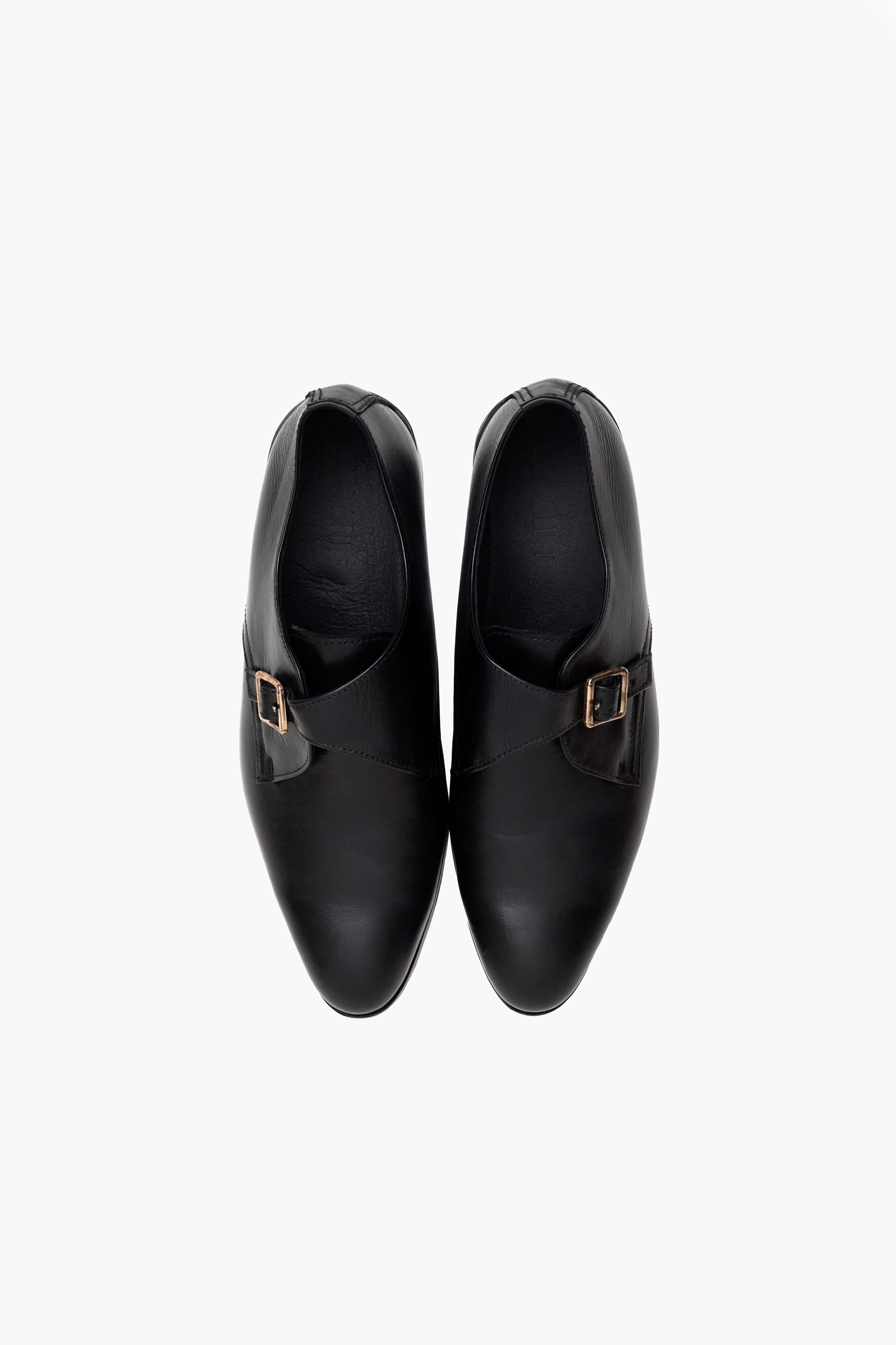 TRUE BLACK CALF LEATHER MONK STRAP SHOE