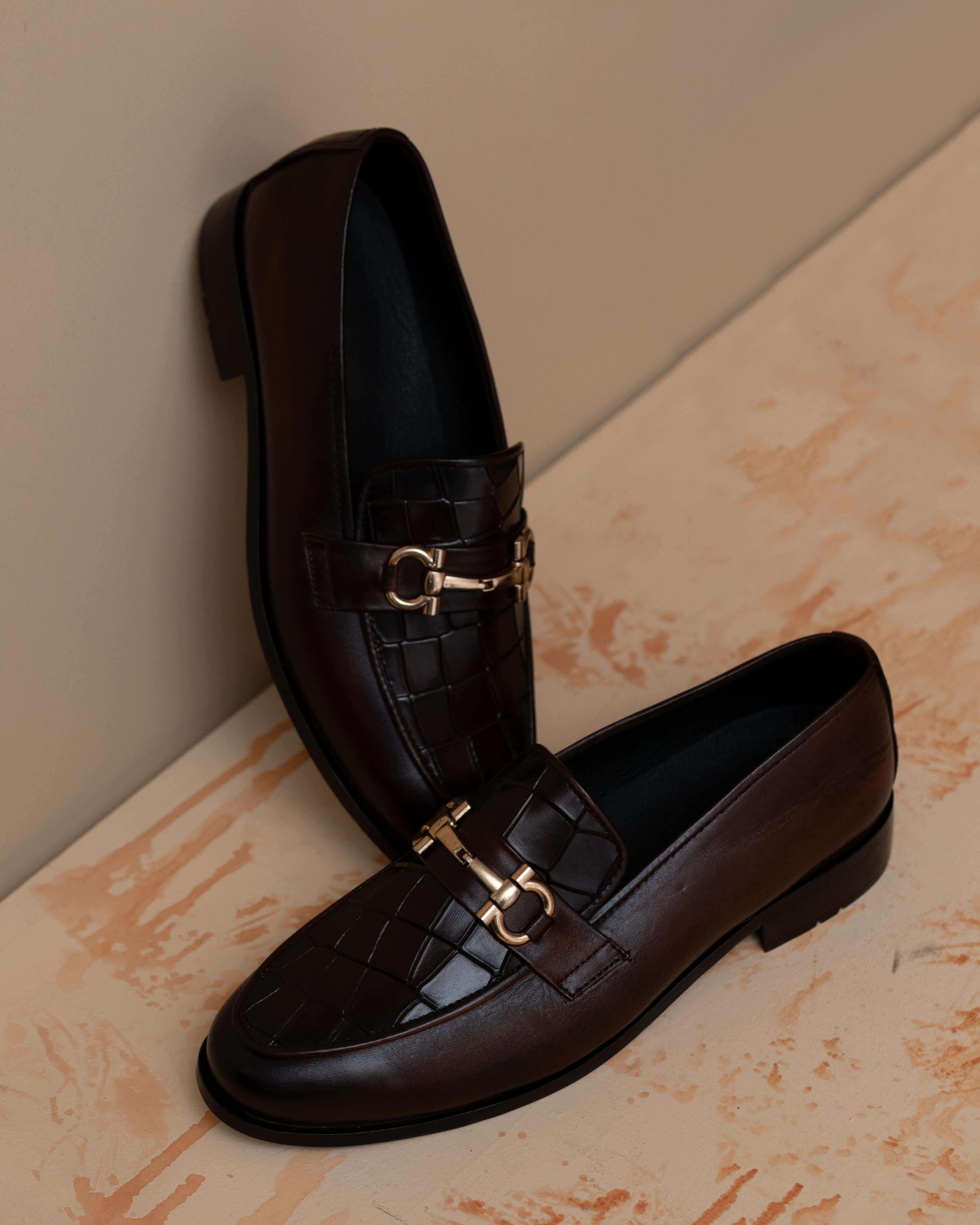 DARK BROWN CALF LEATHER HORSEBIT LOAFERS