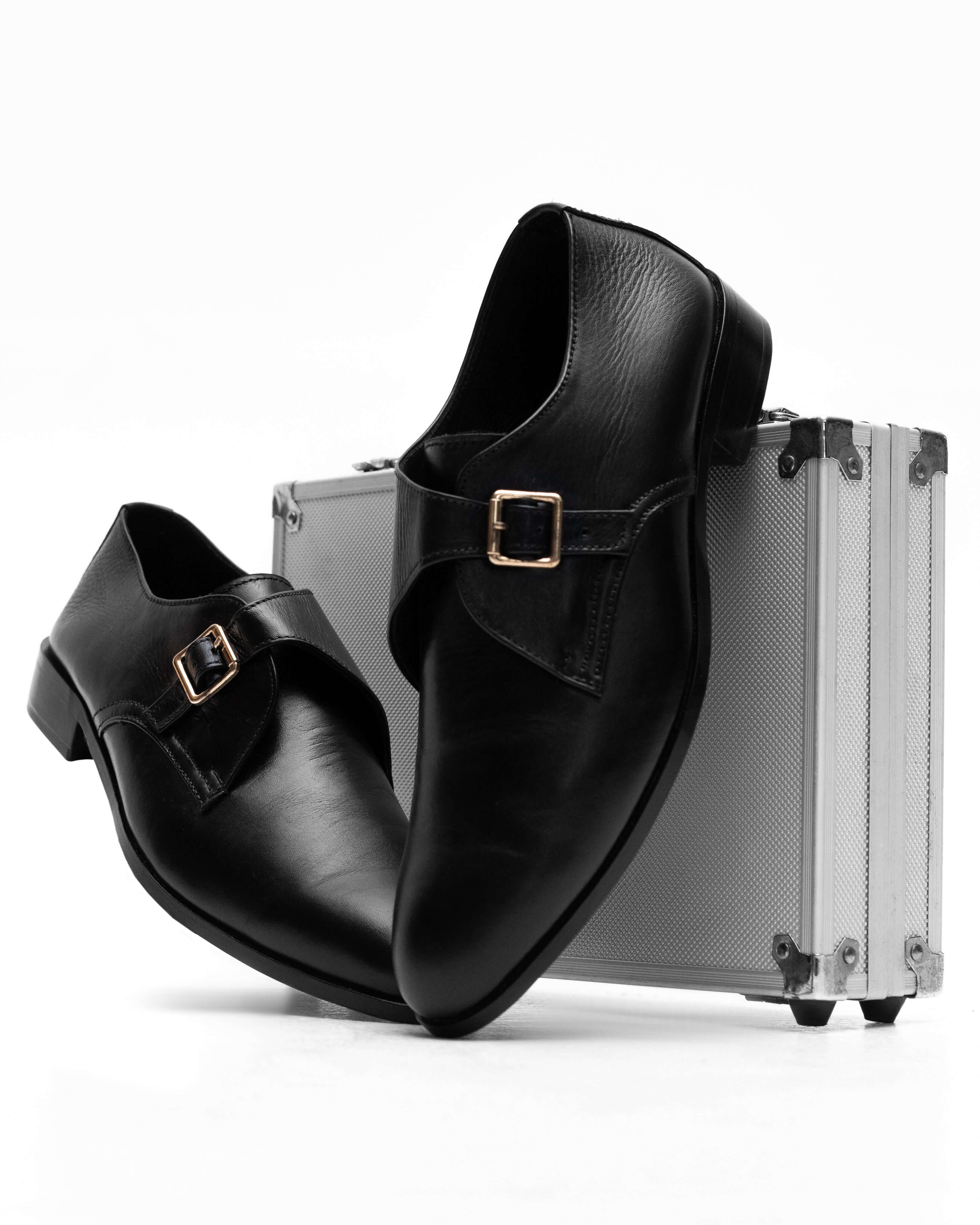 TRUE BLACK CALF LEATHER MONK STRAP SHOE