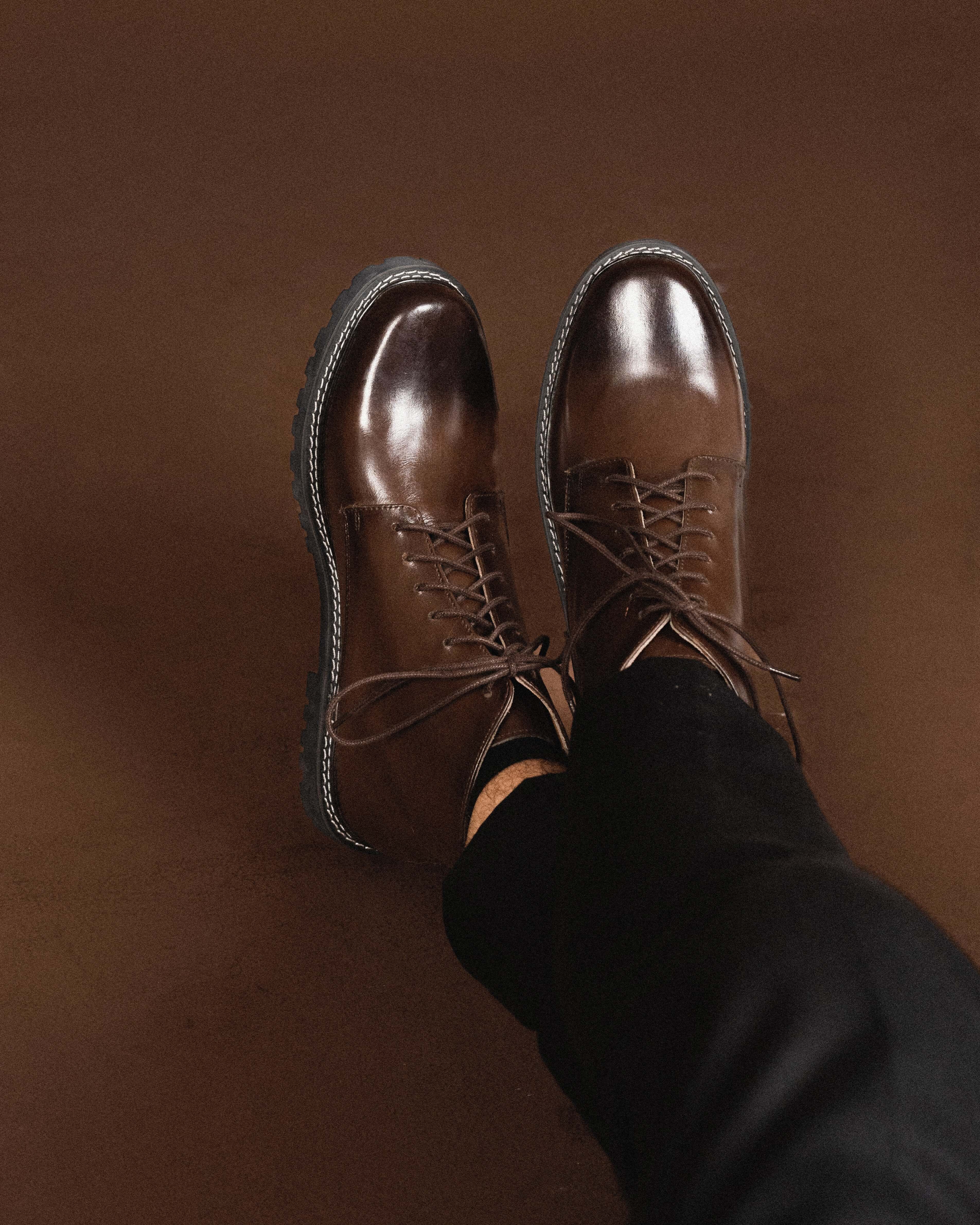 BROWN CALF LEATHER ANKLE BOOTS